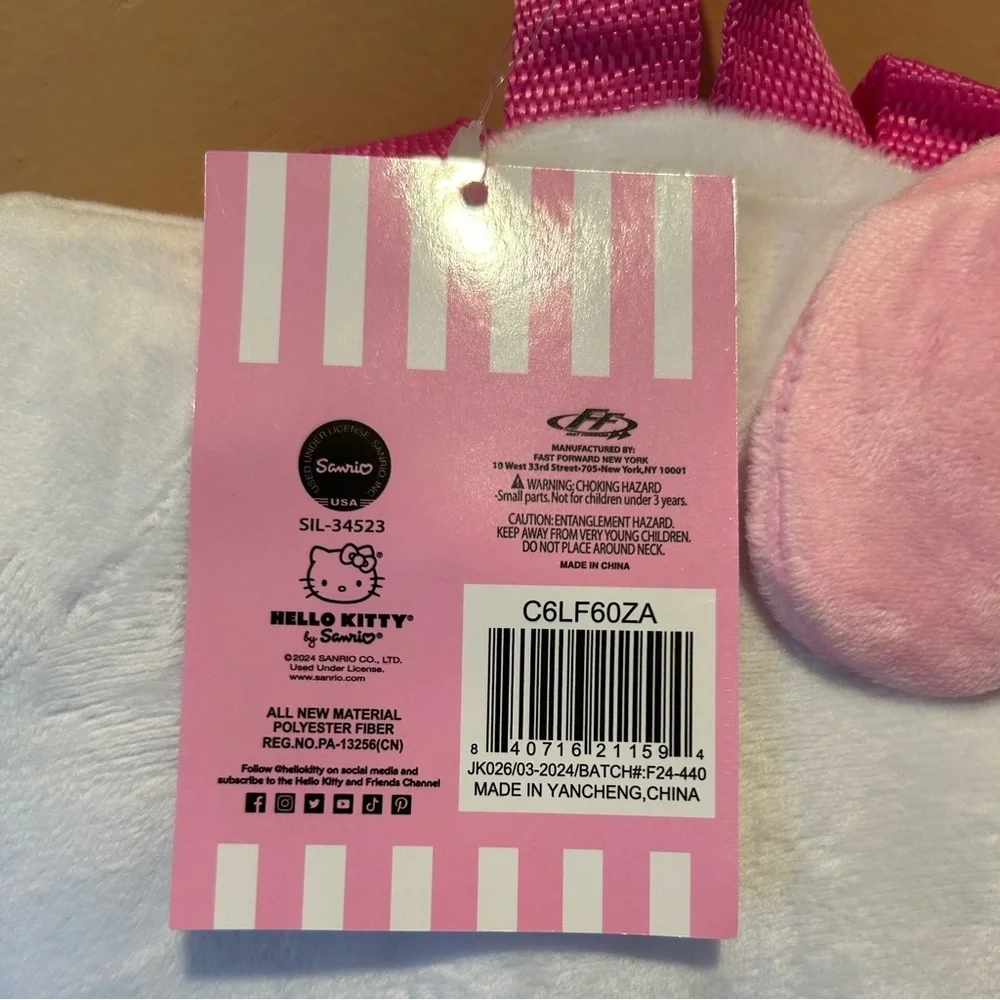 HELLO KITTY Pink & White Polka Dot Figural Backpack Made By Sanrio